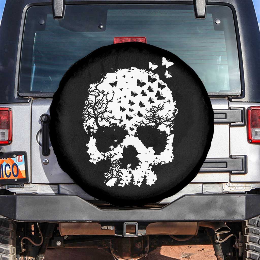 Dark Gothic Graphic Skull Floral Butterfly Spare Tire Cover TS12 No hole Black Print Your Wear