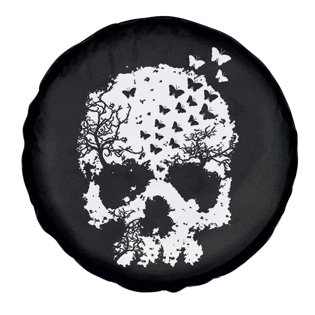Dark Gothic Graphic Skull Floral Butterfly Spare Tire Cover TS12 Print Your Wear