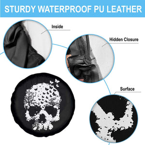 Dark Gothic Graphic Skull Floral Butterfly Spare Tire Cover TS12 Print Your Wear