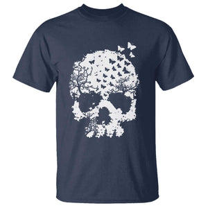 Dark Gothic Graphic Skull Floral Butterfly T Shirt TS12 Navy Print Your Wear