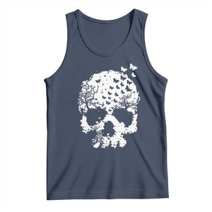 Dark Gothic Graphic Skull Floral Butterfly Tank Top TS12 Navy Print Your Wear