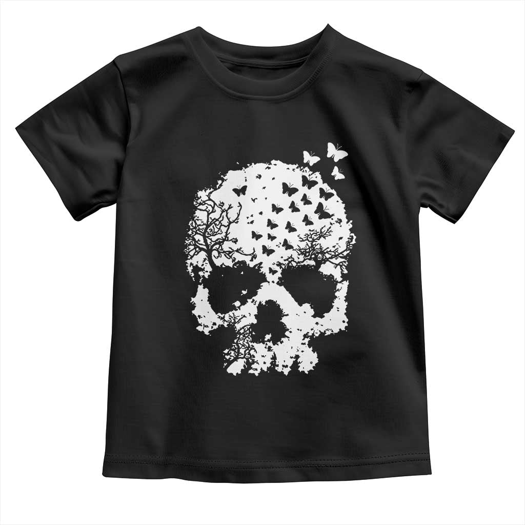 Dark Gothic Graphic Skull Floral Butterfly Toddler T Shirt TS12 Black Print Your Wear