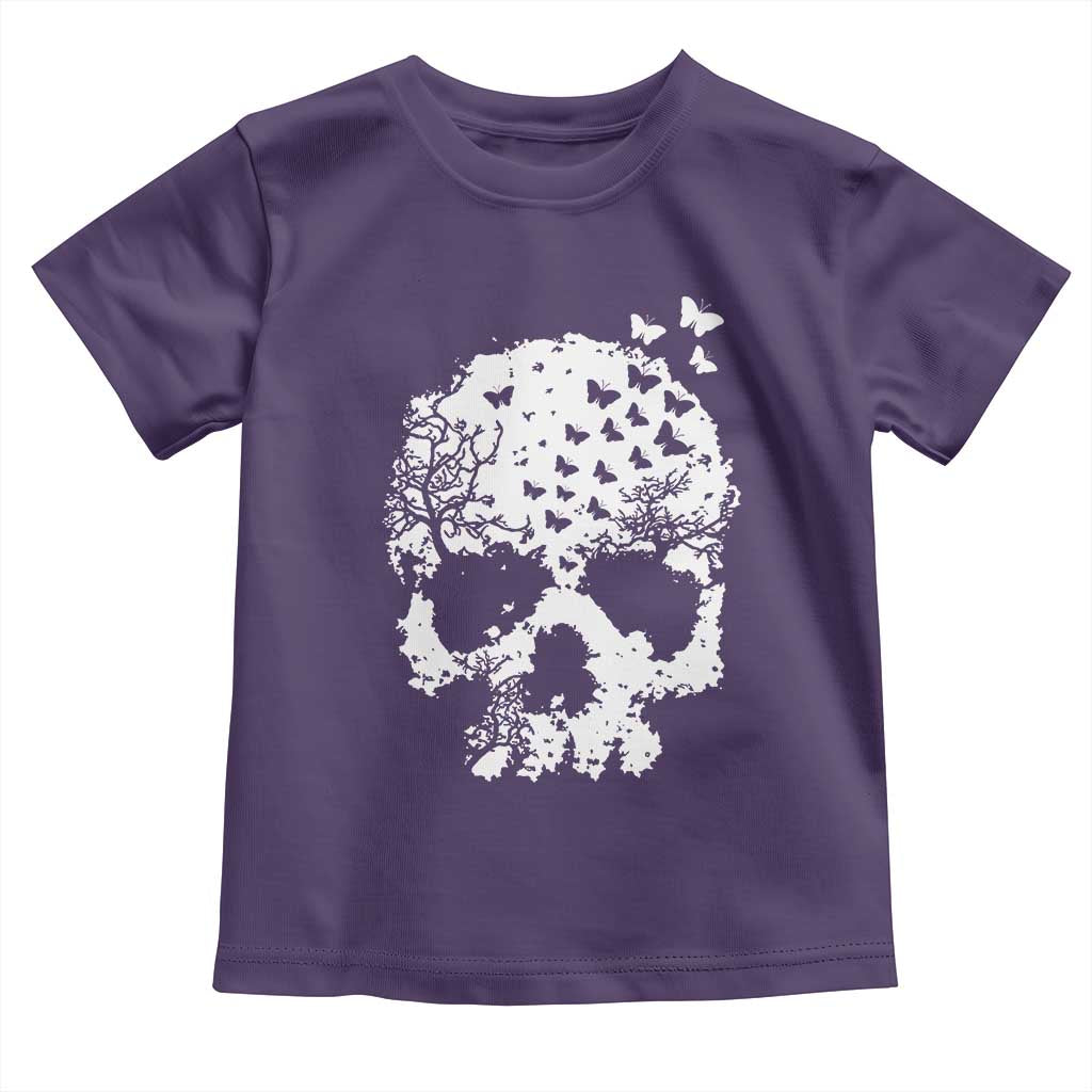 Dark Gothic Graphic Skull Floral Butterfly Toddler T Shirt TS12 Purple Print Your Wear
