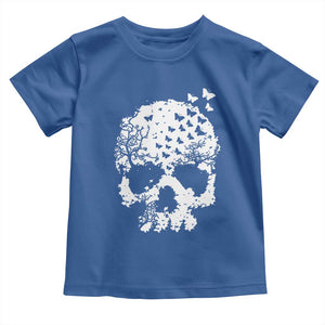 Dark Gothic Graphic Skull Floral Butterfly Toddler T Shirt TS12 Royal Blue Print Your Wear