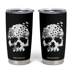 Dark Gothic Graphic Skull Floral Butterfly Tumbler Cup TS12 Black Print Your Wear