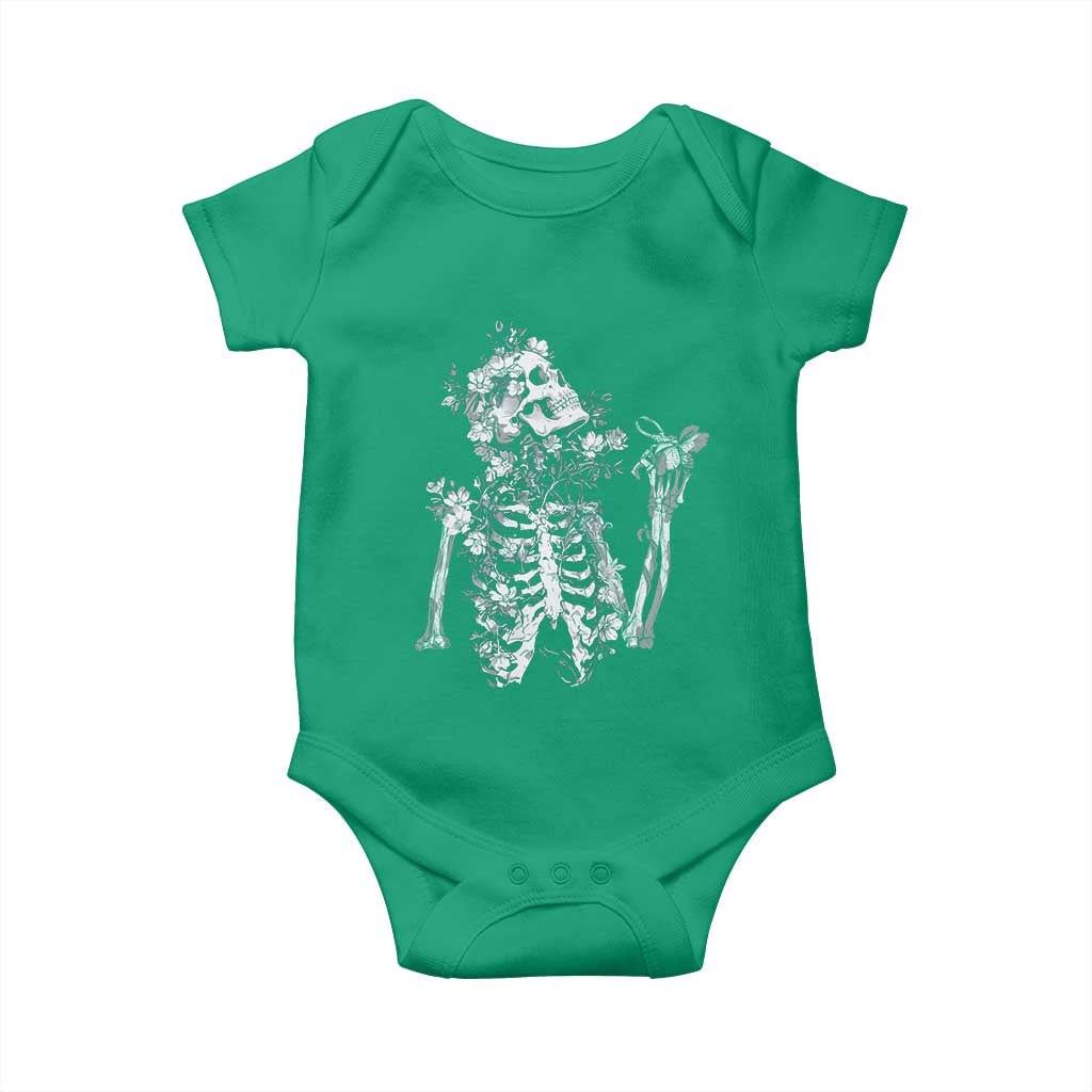 Gothic Grunge Floral Skeleton Baby Onesie Dark Alternative Aesthetic For Women TS12 Irish Green Print Your Wear