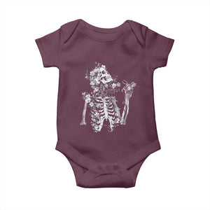 Gothic Grunge Floral Skeleton Baby Onesie Dark Alternative Aesthetic For Women TS12 Maroon Print Your Wear