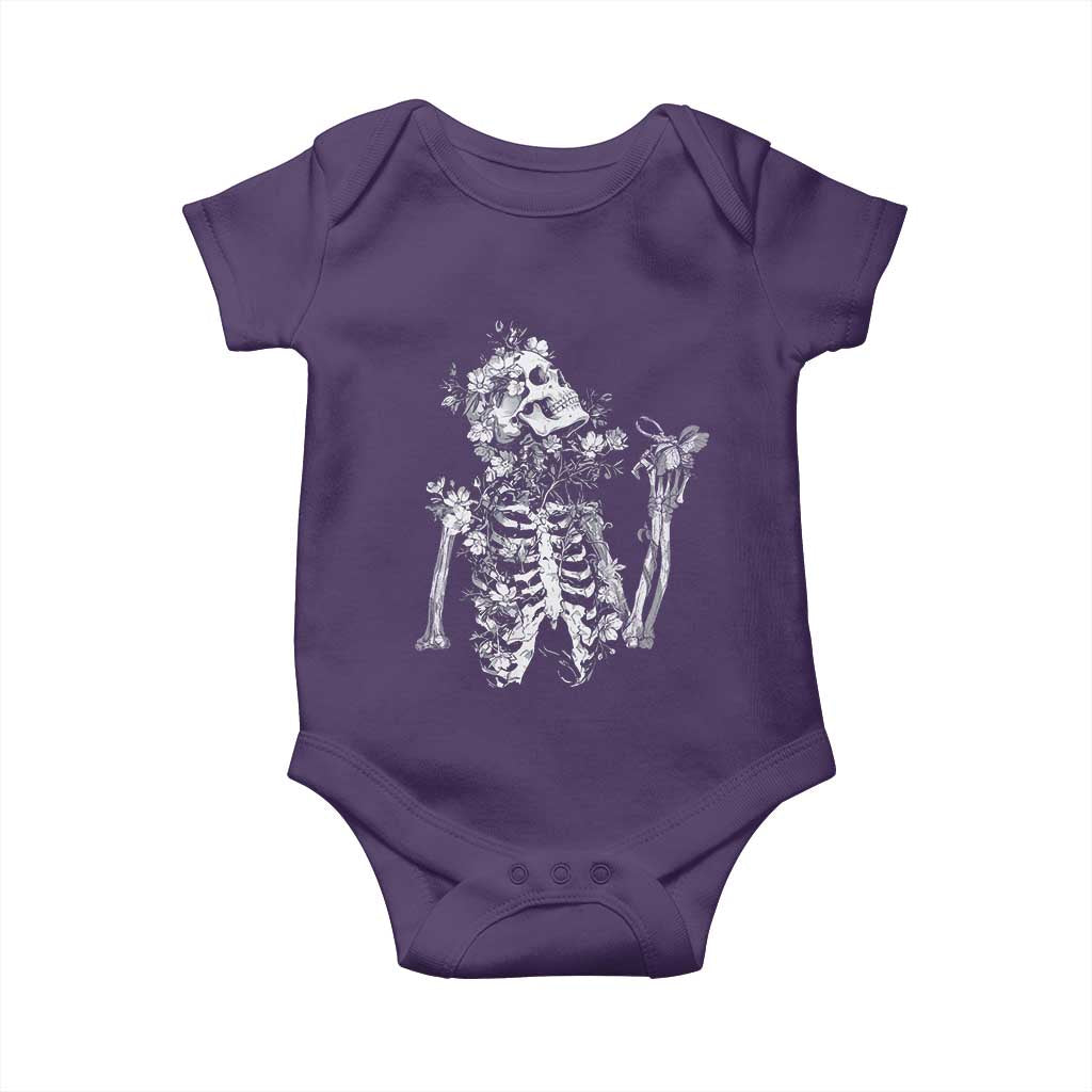 Gothic Grunge Floral Skeleton Baby Onesie Dark Alternative Aesthetic For Women TS12 Purple Print Your Wear