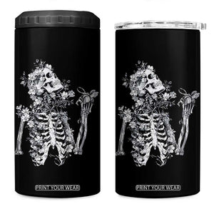 Gothic Grunge Floral Skeleton 4 in 1 Can Cooler Tumbler Dark Alternative Aesthetic For Women TS12 One Size: 16 oz Black Print Your Wear