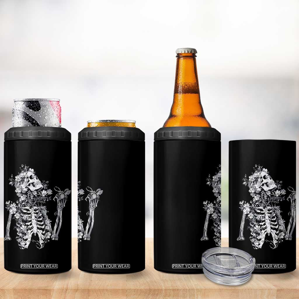 Gothic Grunge Floral Skeleton 4 in 1 Can Cooler Tumbler Dark Alternative Aesthetic For Women TS12 Print Your Wear