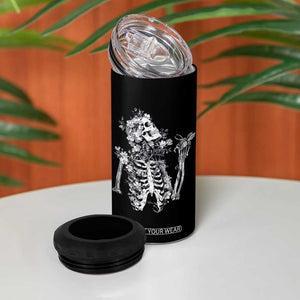 Gothic Grunge Floral Skeleton 4 in 1 Can Cooler Tumbler Dark Alternative Aesthetic For Women TS12 Print Your Wear