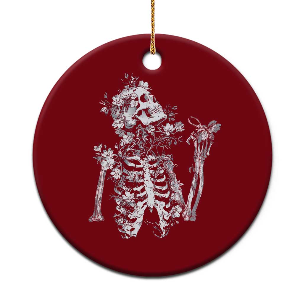 Gothic Grunge Floral Skeleton Ceramic Ornament Dark Alternative Aesthetic For Women TS12 1pc Red Print Your Wear
