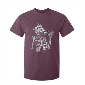 Gothic Grunge Floral Skeleton T Shirt For Kid Dark Alternative Aesthetic For Women TS12 Maroon Print Your Wear