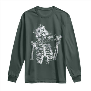 Gothic Grunge Floral Skeleton Long Sleeve Shirt Dark Alternative Aesthetic For Women TS12 Dark Forest Green Print Your Wear