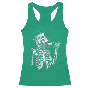 Gothic Grunge Floral Skeleton Racerback Tank Top Dark Alternative Aesthetic For Women TS12 Irish Green Print Your Wear