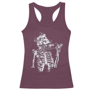Gothic Grunge Floral Skeleton Racerback Tank Top Dark Alternative Aesthetic For Women TS12 Maroon Print Your Wear