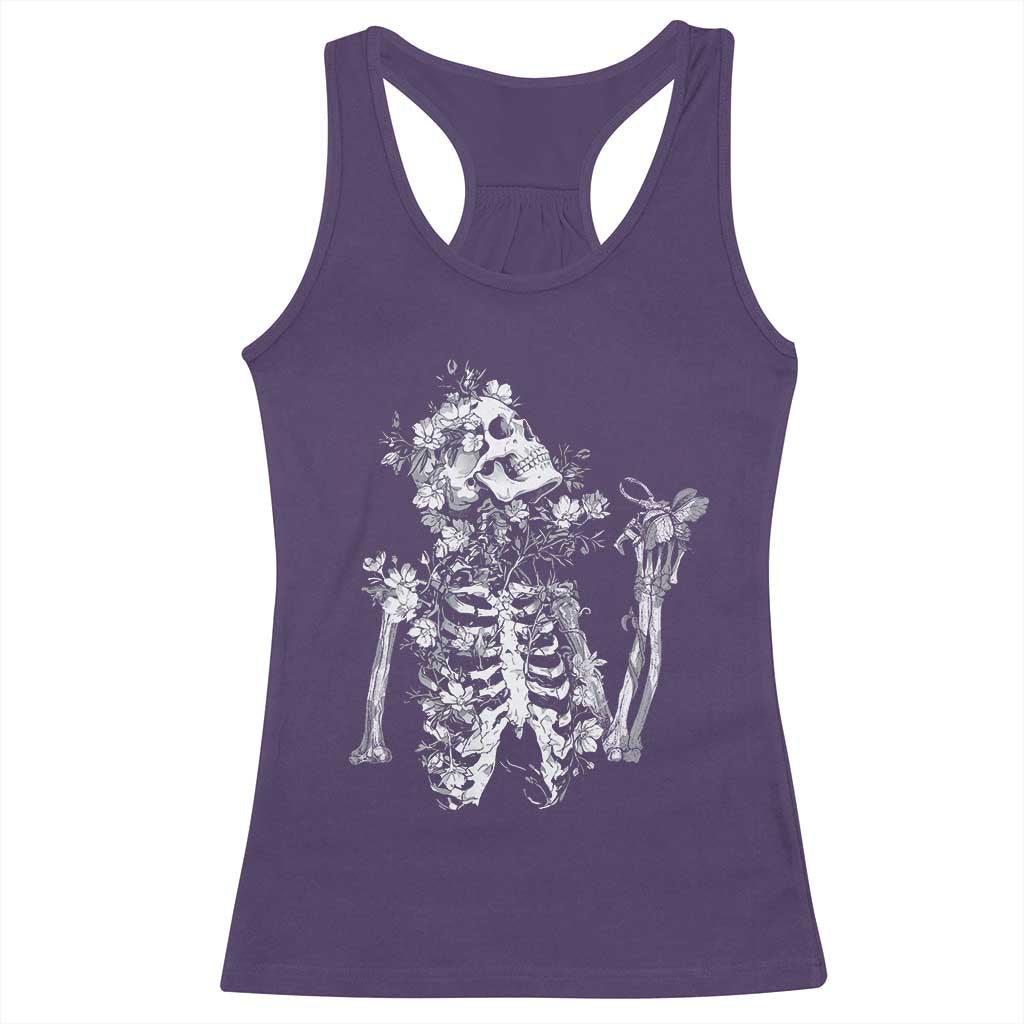 Gothic Grunge Floral Skeleton Racerback Tank Top Dark Alternative Aesthetic For Women TS12 Purple Print Your Wear