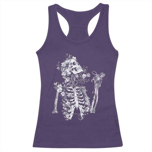 Gothic Grunge Floral Skeleton Racerback Tank Top Dark Alternative Aesthetic For Women TS12 Purple Print Your Wear