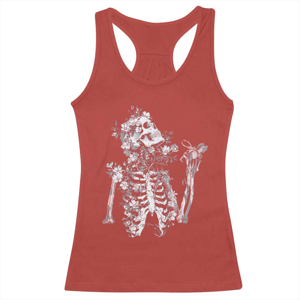 Gothic Grunge Floral Skeleton Racerback Tank Top Dark Alternative Aesthetic For Women TS12 Red Print Your Wear