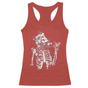 Gothic Grunge Floral Skeleton Racerback Tank Top Dark Alternative Aesthetic For Women TS12 Red Print Your Wear