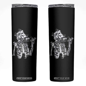 Gothic Grunge Floral Skeleton Skinny Tumbler Dark Alternative Aesthetic For Women TS12 Black Print Your Wear