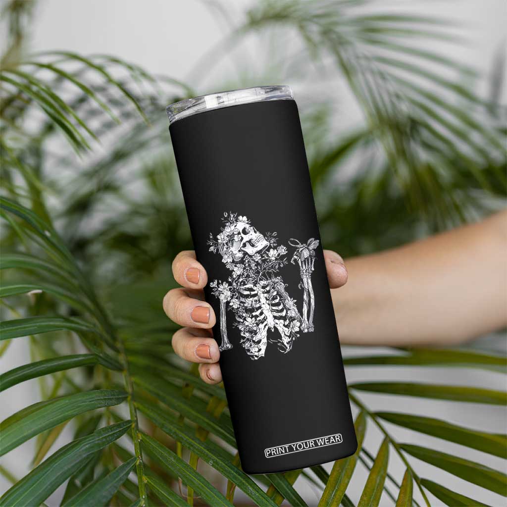 Gothic Grunge Floral Skeleton Skinny Tumbler Dark Alternative Aesthetic For Women TS12 Print Your Wear