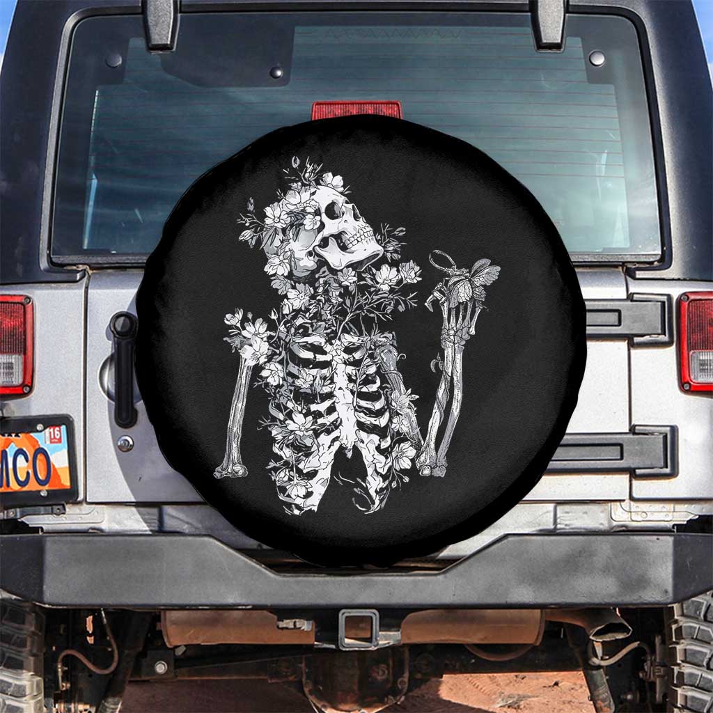Gothic Grunge Floral Skeleton Spare Tire Cover Dark Alternative Aesthetic For Women TS12 No hole Black Print Your Wear