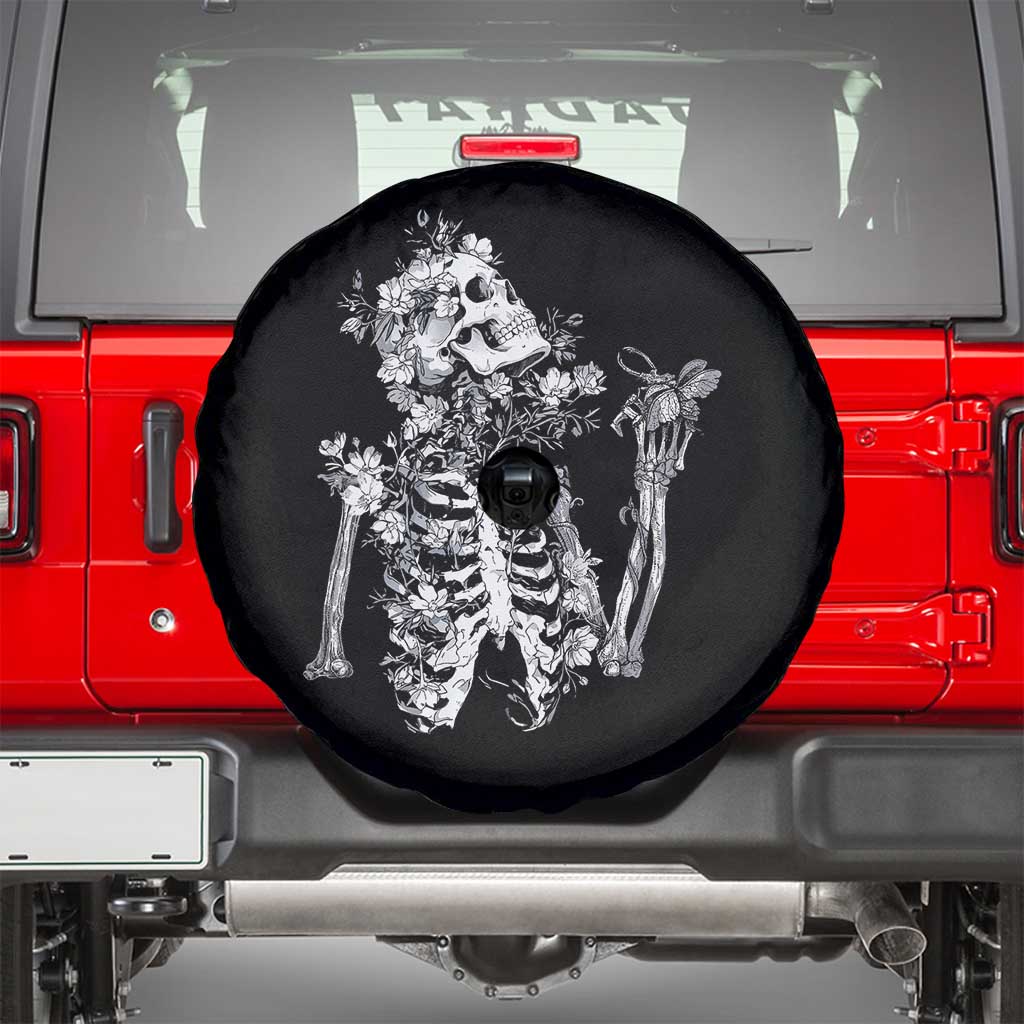 Gothic Grunge Floral Skeleton Spare Tire Cover Dark Alternative Aesthetic For Women TS12 Black Print Your Wear