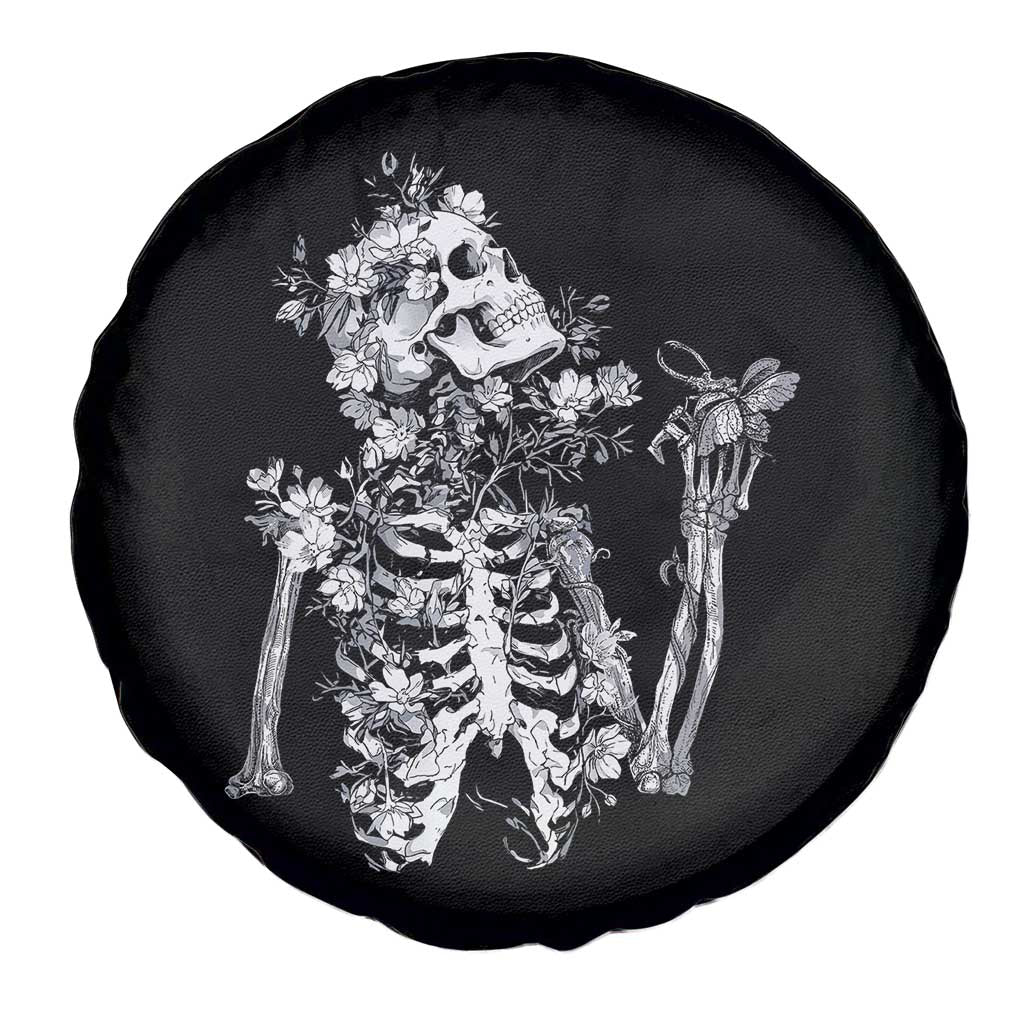 Gothic Grunge Floral Skeleton Spare Tire Cover Dark Alternative Aesthetic For Women TS12 Print Your Wear