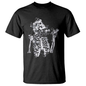 Gothic Grunge Floral Skeleton T Shirt Dark Alternative Aesthetic For Women TS12 Black Print Your Wear