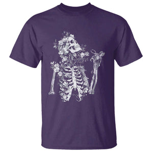Gothic Grunge Floral Skeleton T Shirt Dark Alternative Aesthetic For Women TS12 Purple Print Your Wear