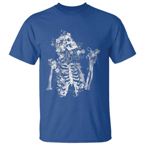 Gothic Grunge Floral Skeleton T Shirt Dark Alternative Aesthetic For Women TS12 Royal Blue Print Your Wear
