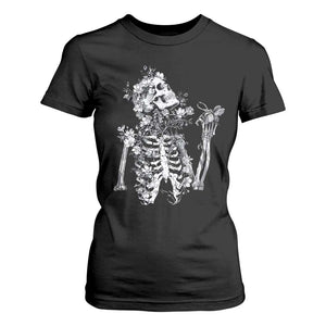 Gothic Grunge Floral Skeleton T Shirt For Women Dark Alternative Aesthetic For Women TS12 Black Print Your Wear
