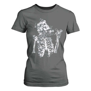 Gothic Grunge Floral Skeleton T Shirt For Women Dark Alternative Aesthetic For Women TS12 Dark Heather Print Your Wear