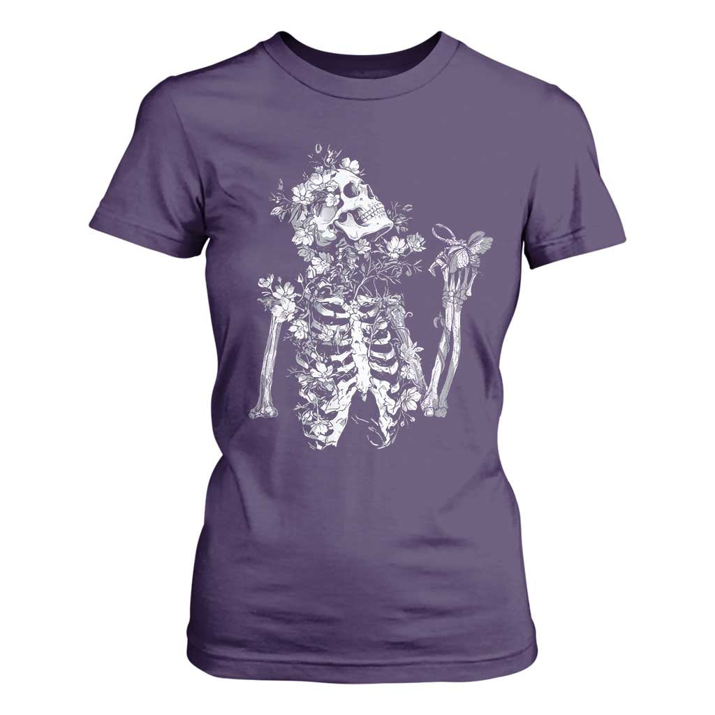 Gothic Grunge Floral Skeleton T Shirt For Women Dark Alternative Aesthetic For Women TS12 Purple Print Your Wear