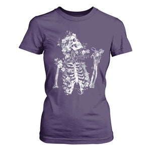 Gothic Grunge Floral Skeleton T Shirt For Women Dark Alternative Aesthetic For Women TS12 Purple Print Your Wear
