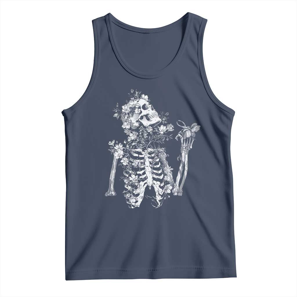 Gothic Grunge Floral Skeleton Tank Top Dark Alternative Aesthetic For Women TS12 Navy Print Your Wear