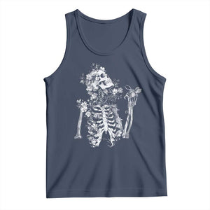 Gothic Grunge Floral Skeleton Tank Top Dark Alternative Aesthetic For Women TS12 Navy Print Your Wear