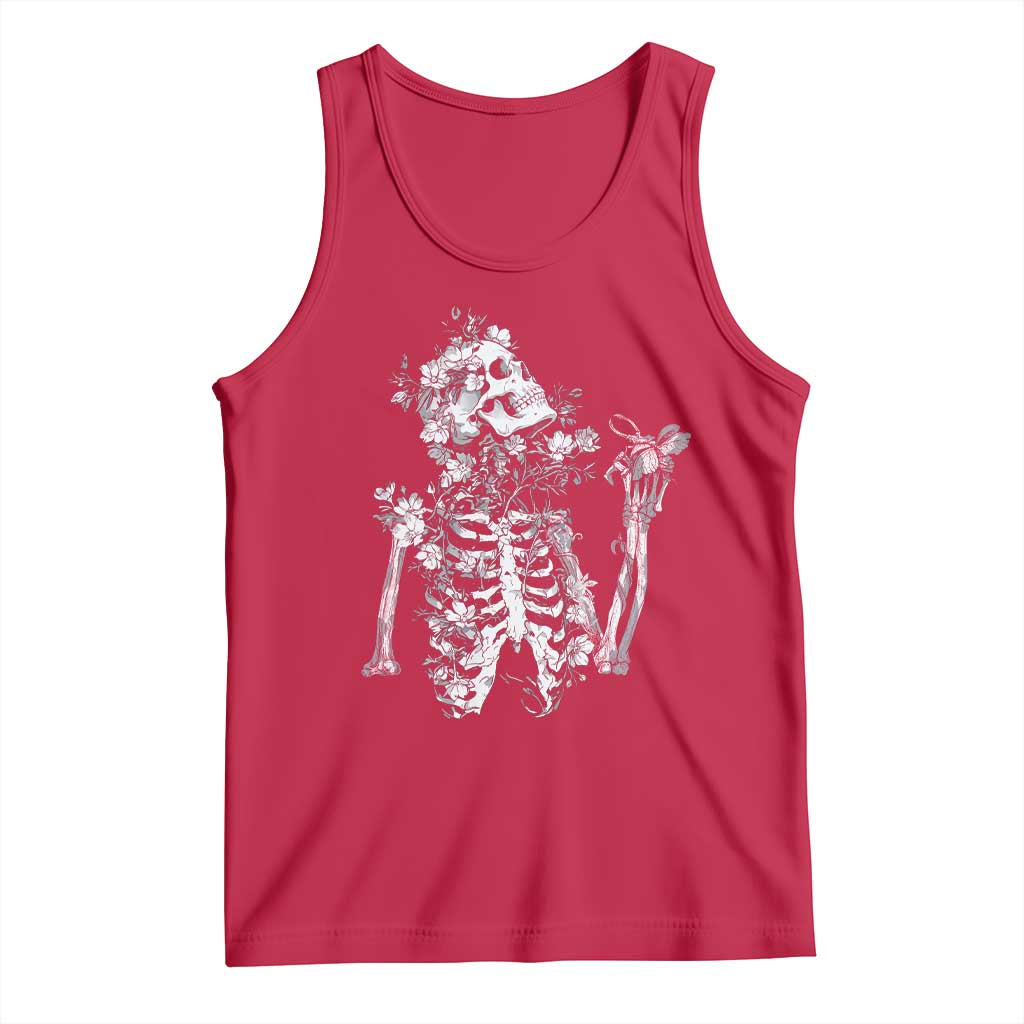 Gothic Grunge Floral Skeleton Tank Top Dark Alternative Aesthetic For Women TS12 Red Print Your Wear