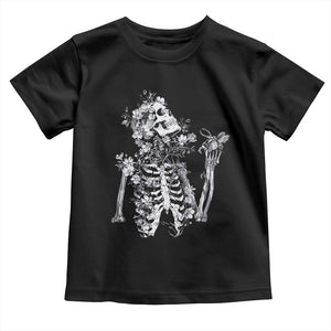 Gothic Grunge Floral Skeleton Toddler T Shirt Dark Alternative Aesthetic For Women TS12 Black Print Your Wear