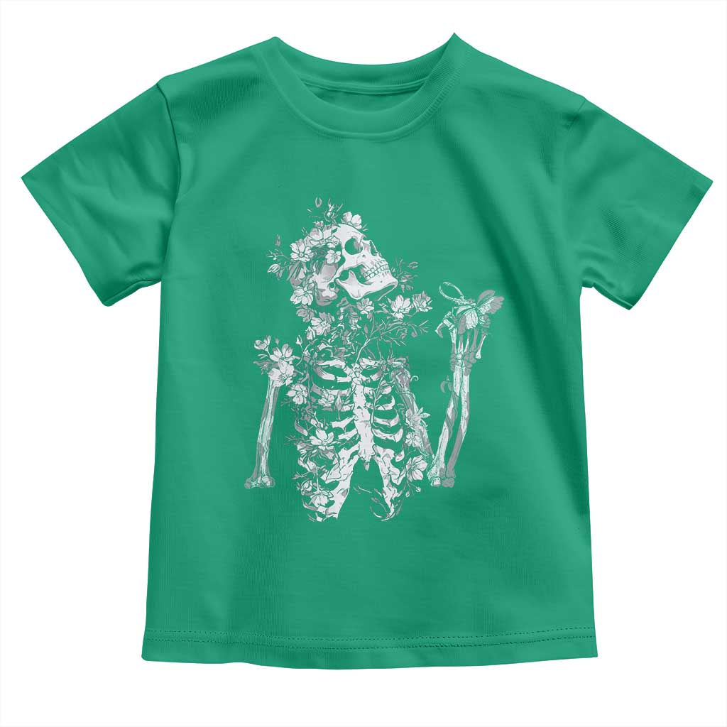 Gothic Grunge Floral Skeleton Toddler T Shirt Dark Alternative Aesthetic For Women TS12 Irish Green Print Your Wear