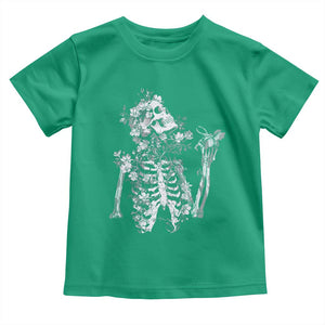 Gothic Grunge Floral Skeleton Toddler T Shirt Dark Alternative Aesthetic For Women TS12 Irish Green Print Your Wear