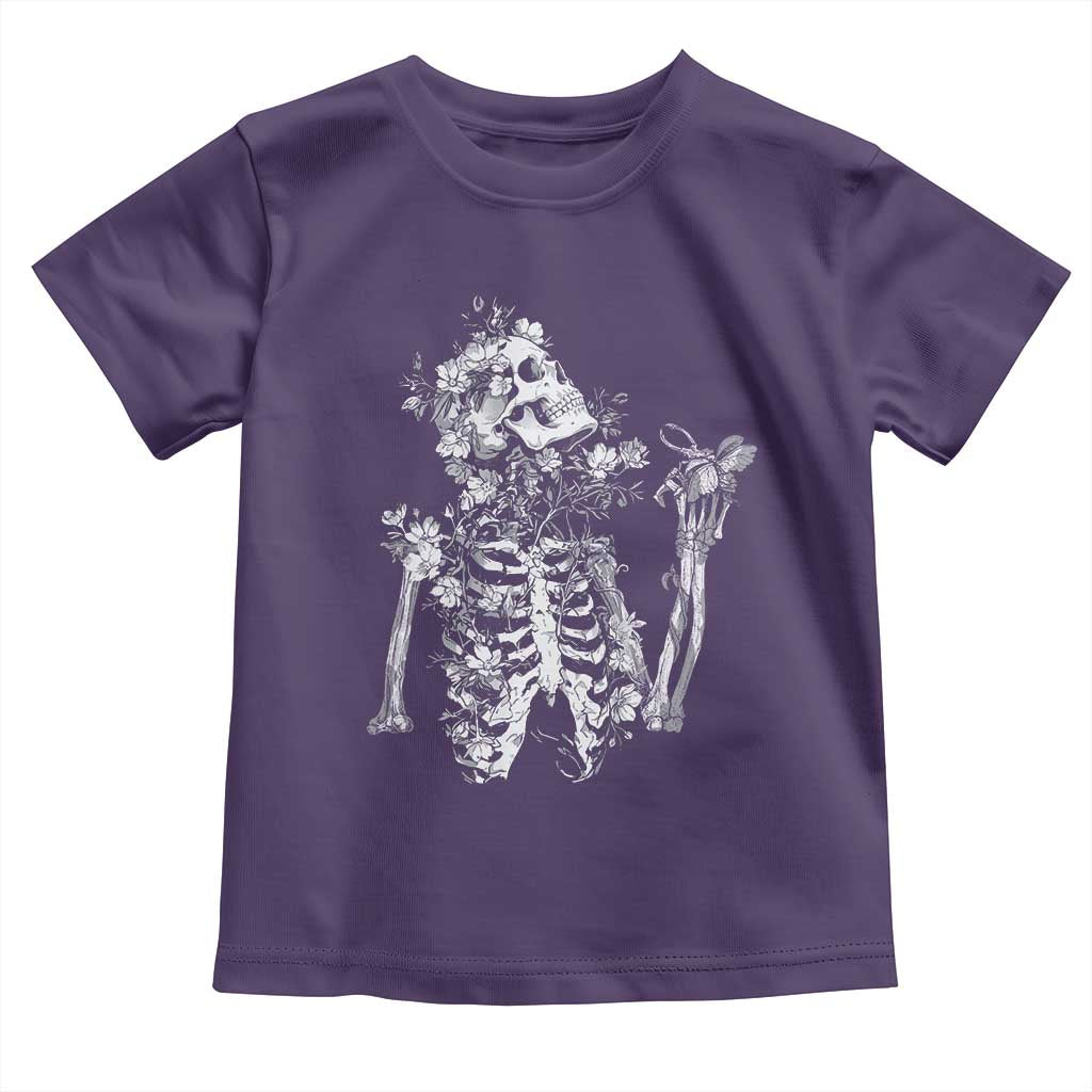 Gothic Grunge Floral Skeleton Toddler T Shirt Dark Alternative Aesthetic For Women TS12 Purple Print Your Wear