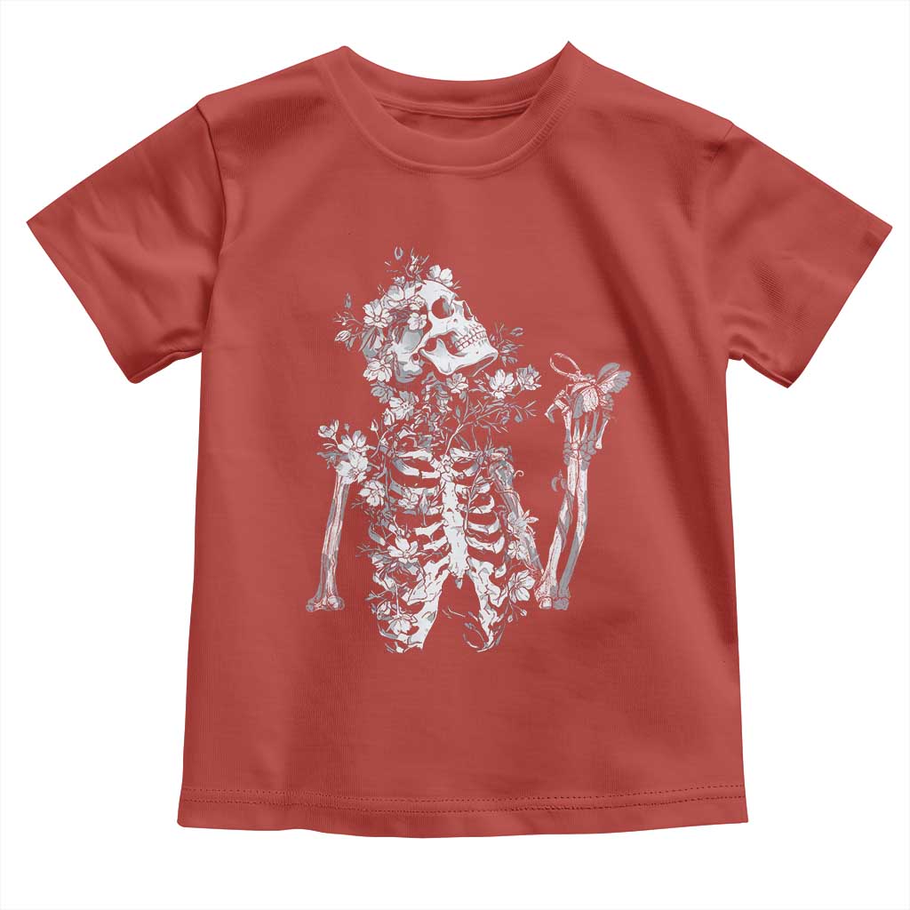 Gothic Grunge Floral Skeleton Toddler T Shirt Dark Alternative Aesthetic For Women TS12 Red Print Your Wear