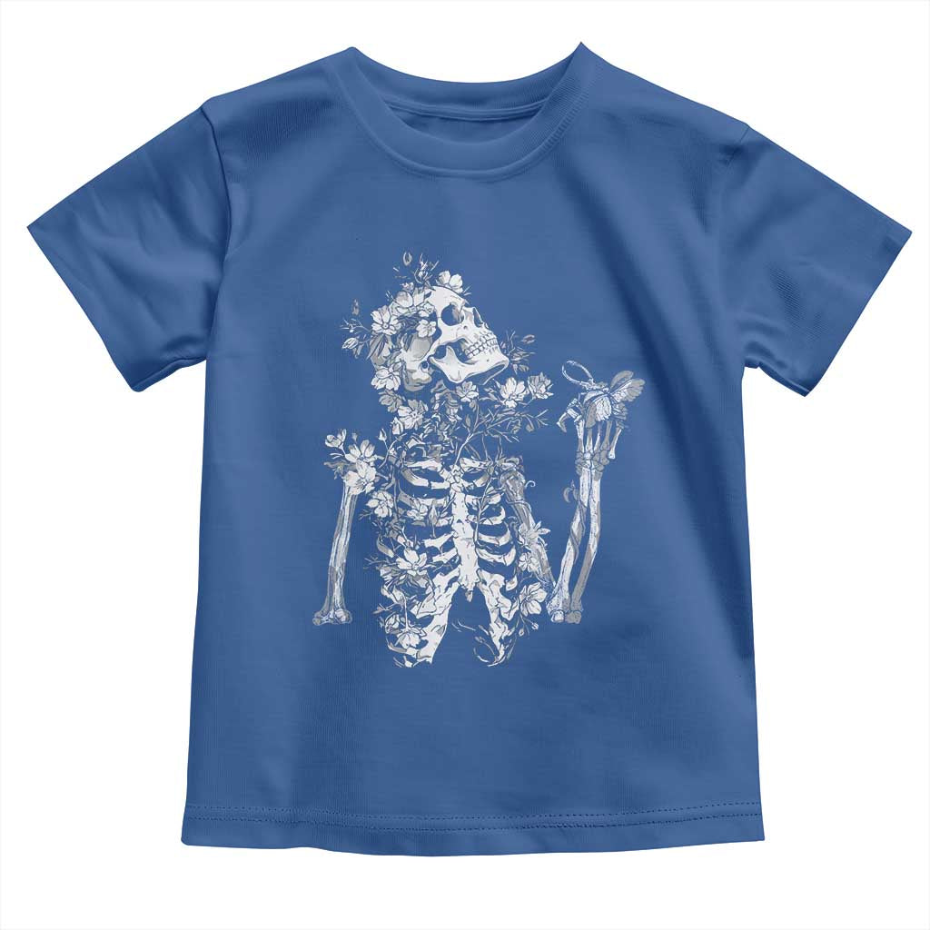 Gothic Grunge Floral Skeleton Toddler T Shirt Dark Alternative Aesthetic For Women TS12 Royal Blue Print Your Wear