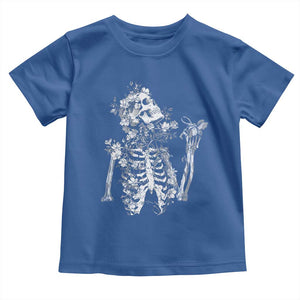 Gothic Grunge Floral Skeleton Toddler T Shirt Dark Alternative Aesthetic For Women TS12 Royal Blue Print Your Wear