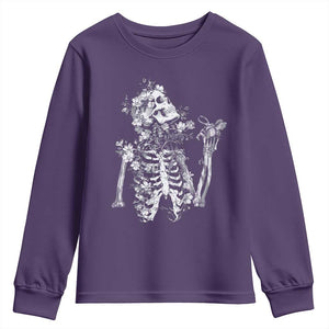 Gothic Grunge Floral Skeleton Youth Sweatshirt Dark Alternative Aesthetic For Women TS12 Purple Print Your Wear