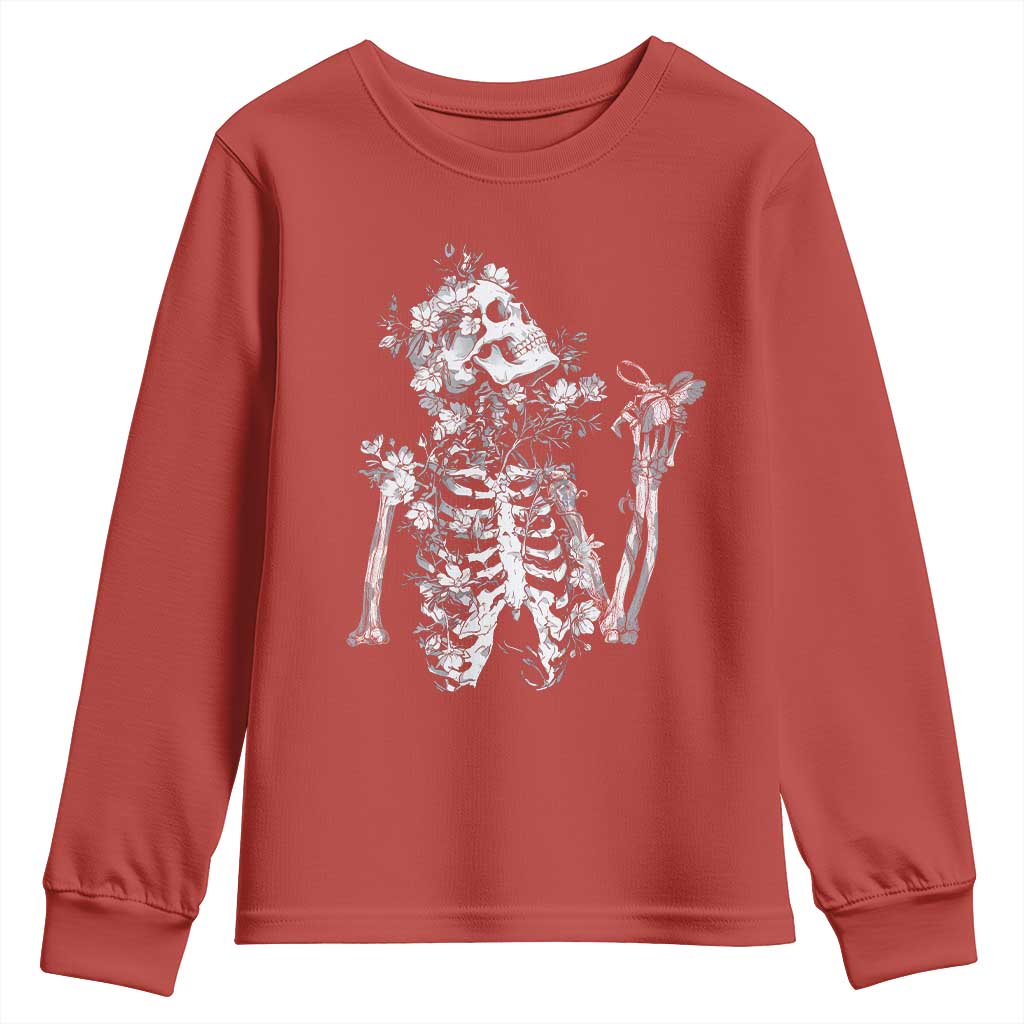 Gothic Grunge Floral Skeleton Youth Sweatshirt Dark Alternative Aesthetic For Women TS12 Red Print Your Wear