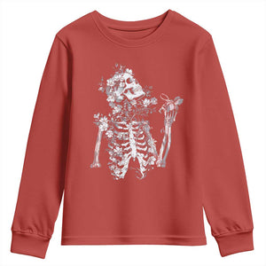 Gothic Grunge Floral Skeleton Youth Sweatshirt Dark Alternative Aesthetic For Women TS12 Red Print Your Wear
