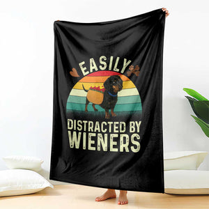 Easily Distracted By Wieners Throw Blanket Funny Dachshund Dog In A Hot Dog Costume TS12 Print Your Wear